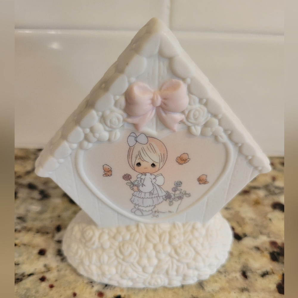 Precious Moments SHARING  Figurine, White And Pink, Bow